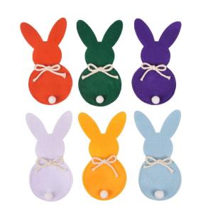 ชุด6กระต่ายสีสันถุงใส่ภาชนะเทศกาลอีสเตอร์ถุงช้อนส้อมชุดถุงอาหารเย็นช่วยเพิ่มประสบการณ์การรับประทานอาหารในวันหยุด