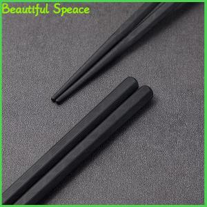 Beautiful 1 Pairs Alloy Chinese Chopsticks Food Japanese Sushi Sticks Reusable Non Slip Dishwasher Safe Bamboo Shape Food Grade Chopsticks