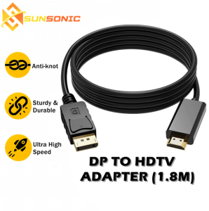 DisplayPort To HDTV Adapter 4Kx2K Compatible Video Audio Converter Adapter For Laptop Projector PC DV 1.8 Meter
