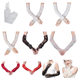 2lots Women Mesh Arm Sleeves Flower Lace Pattern Oversleeves Bridal Sleeves for Special Occasion