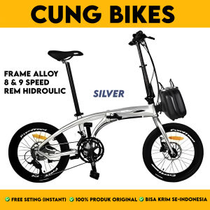 SEPEDA LIPAT 20 Inch EVERGREEN 8 dan 9 SPEED FRAME ALLOY REM HYDRAULIC