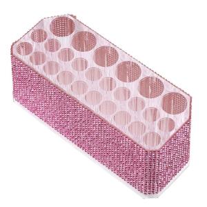 Rhinestones Acrylic Cosmetic Tool Organiser 26 Slots Makeup Brush Storage Stand Desk Cosmetic Brush Holer for Dresser