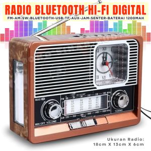 Speaker Radio Bluetooth Special Bass Hi-Fi Stereo Digital Radio FLECO F-105 [Radio FM/AM/SW/Bluetooth/USB/TF/AUX/Jam Analog/Senter/Baterai Cas Tipe-C] Speaker Bluetooth / Salon Bluetooth / Salon Speaker Bluetooth / Salon Bluetooth Karaoke / Speker Blutut