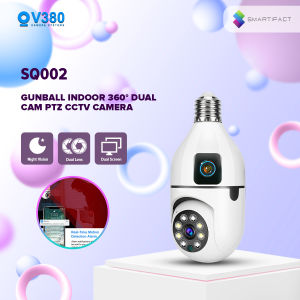 V380 SQ002 1080P Dual CAM Lens Bulb Type Indoor CCTV Camera 360 Rotation Wireless Connection Motion Detection Night Vision Two-Way Audio Up To 128GB Storage