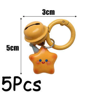 【♡Lovely girls house♡】5Pcs Ins Cute Star Keychain Key Rings Star Pendant Accessory for Friends