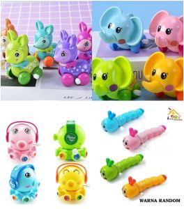 Mainan Anak Bayi Binatang Lucu Kincir Putar Mekanik Berjalan Clockwork Baby Toy Clock Work Toys PART 2 - Rusa Gajah Gurita Ulat MURAH