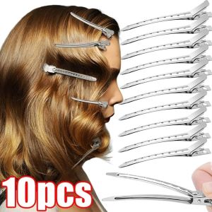 10Pcs Classic Silver Color Hair Root Fluffy Duckbill Hairpin Duckbill Clip HairpinHair Root Fluffy Clip Seamless Makeup Barrettes Anti-rust Metal Alligator Hairpin with Hole Curly Hair Styling Salon Hair Accessories