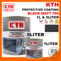 1L & 5L KTH Paint Black Matt Paint 786 / cat hitam mati / black  / matt paint for wood / anti rust paint / primer /anti karat / cat hitam / cat besi / cat kayu / metal paint / wood paint / black matt / matte / anti rust / anti karat. 