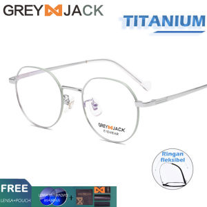 Grey Jack Frame Kacamata Titanium Style Oval Trendy Bisa Minus Fashion Pria dan Wanita Dewasa Terbaru 98291