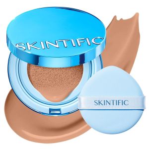 SKINTIFIC Velvet Matte Cushion Foundation Blue # 00 Porcelain    Full Coverage12H Oil ControlIdeal for Oily & Combination SkinWaterproofLong-Lasting Lightweight HydratingTransfer-Proof