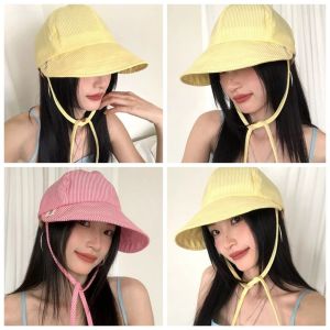 THANKSKY Y2K Mũ kẻ sọc Nhanh khô Phong cách Nhật Bản Mũ ngư dân Thời trang Trọng lượng nhẹ Mũ chống nắng Ngoài trời