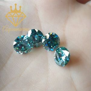 (Size 4.0 ly) Kim cương nhân tạo Moissanite giác cắt tròn màu xanh lơ