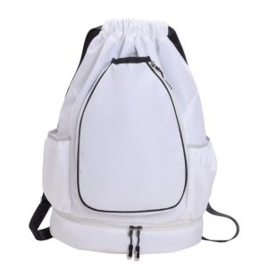 BLACKON 2 Rackets Tennis Racket Backpack Large Capacity with Shoes Pocket Badminton Sports Bag Professional Adjustable Strap Drawstring Fitness Bag Travel