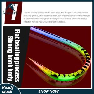 Aminiry[Love sports] 10pcs Dragon Scale Kirin Iseni Dazzling And White Mackerel Big Game Hooks Black Pit Wild Fishing Big Game Bulk Hooks