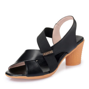 รองเท้าแฟชั่นปากปลาผู้หญิงใหม่รองเท้าคุณแม่พื้นนุ่มสบายรองเท้าแตะกลางแจ้งส้นหยาบ