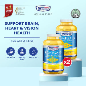 【Halal】US Clinicals Omega-3 Deep Sea Fish Oil 300s | Brain & Heart Health Support | EPA & DHA | Mercury-Free & Low-Reflex