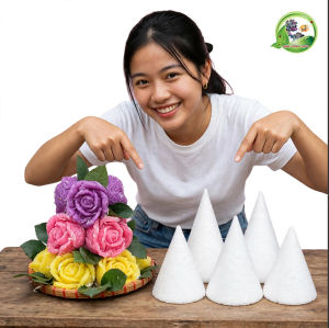 5 Phôi Xốp Hình Chóp Nón Cao 20cm Đường Kính Đáy 15cm Màu Trắng Làm Tháp Bánh Kẹo Donut Macaron Cắm Hoa Trang Trí Tiệc Cưới Sinh Nhật