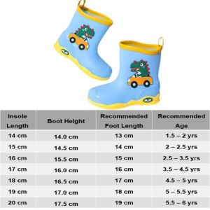 【VIDKHSY Store】Kids Dinosaur Rain Boots - Cartoon Non-Slip Waterproof Rubber Rainboots for Boys & Girls | Outdoor Play Shoes for Wet Weather