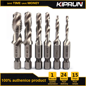 [Ready Stock] KIPRUN 6pcs M3-M10 Screw Tap Drill Bits Hss drill and Tap Bits 1/4 Hex Shank Metric Combination Bit High Speed Steel
