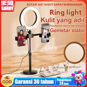 ring light 16cm tripod 2 holder HP tripod mini stand untuk live stream selfie lampu led rumah