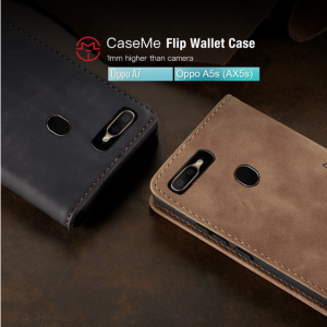 Flip Case CaseMe Oppo A5s - F9 - A7 - A12 Premium Leather Flip Case Dompet Magnetic