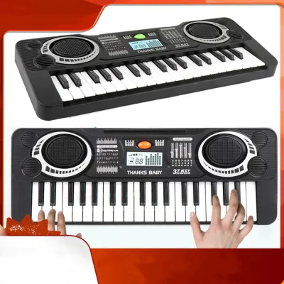*** Termasuk 3x AA Baterai *** Mainan Edukasi Anak Musik Organ Piano Musical Keyboard Portable 37 Keys - PD880 - Black