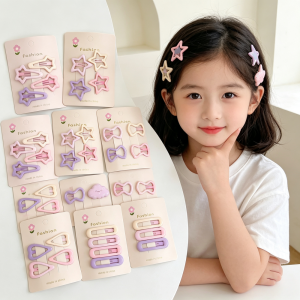 AILEBE Kids Hair   4PCS Cute Cartoon Shape Hair Clips Set Lightweight Durable Alloy Smooth Edges Non-Slip Gentle On Hair Perfect For School Daily OOTD Hair Accessories For Baby Girls