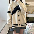 [Airibuwei] Women's New Loose Student Knitted Cardigan Japanese Long Sleeve Cardigan. 