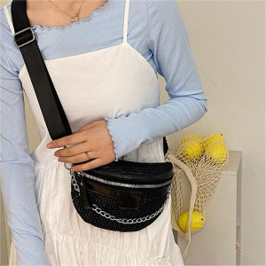 Belfoyer ออกแบบเฉพาะกลุ่มกระเป๋าสะพายกระเป๋าหน้าอก Rhinestone Shinyกระเป๋าคาดเอวสำหรับสุภาพสตรี