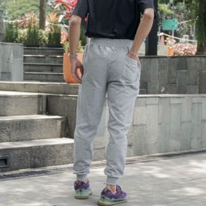 Celana Training Pria Panjang Sweatpants Grey Misty - Celana Jogger Long Pants Olahraga Polos Pria Grey Misty BAPIN