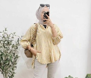 K-FASHION Setelan One Set Andela Terbaru Polos Bahan Cringkle Busui Celana Cutbray NIkita