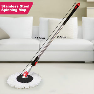 Stainless Steel Spinning Mop 360 Degree Spin Floor Mop Pole Handle Replacement Spin Mop Head Tool