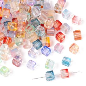 30pcs 7mm Cube Square Faceted Czech Crystal Glass Beads Loose Crafts Beads for Necklace Bracelet DIY Jewelry Making