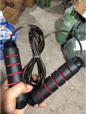 Dây nhảy thể lực tập thể dục giảm cân dây dài 2.7m lõi thép kèm tạ - Dây nhảy giảm cân đốt mỡ bụng lõi thép đàn hồi