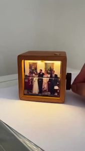 Flip Book FrameHand Crank Photo AlbumPersonalized DIY Lighted Photo AlbumMini Wooden Flip Book For Couple Women Men Valentines Day Gift
