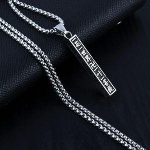 Kalung Liontin Tulisan Sutra Tibetan Rectangle Gaya Vintage Etnic Untuk Pria Wanita