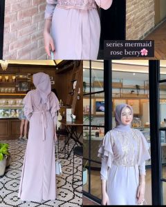 Gamis Brokat Tile Mewah Ayda Mermaid Dres KF Ceruty Babydol Mix Brukat Dress Kondangan Wanita Elegan