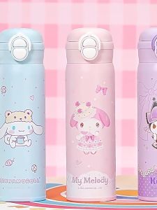 Botol Termal 儿童卡通双饮保温杯 Cartoon Kids Thermal Bottle 吸管直饮两用学生水杯男女童上学便携水壶Kids School Straw Water Bottle