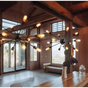 YHLAMP 8 Heads/12 Heads Chandelier Retro Industrial Attic Ceiling Pendant Artificial Satellite Chandelier Dining Room Cafe Decor Lighting