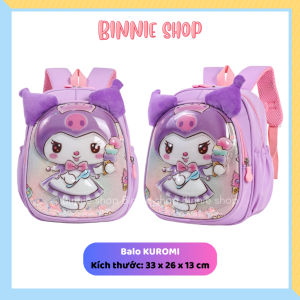 Balo bé gái Kuromi tai bông mặt trước kim tuyến lấp lánh Cặp mẫu giáo nhà trẻ phong cách mới đáng yêu BINNIE SHOP PK2045
