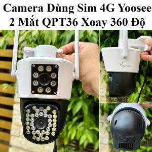 Camera Yoosee Dùng Sim 4G 4K Pro 2 Mắt 2 Màn Hình Qpt364G Xoay 360 Độ Góc Rộng Siêu Nét