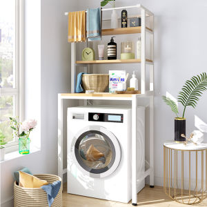 ชั้นวางของในห้องน้ำ ชั้นวางของไม้อัด สไตล์มินิมอล คร่อมเครื่องชักผ้าฝาบน ฝาหน้า แบบ 2 เเละ 3 ชั้น โครงเหล็ก พร้อมส่ง FG คร่อมเครื่องซักผ้า