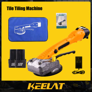 KEELAT KTM001 Cordless Tile Vibrator Electric Tile Machine 10-Gear Adjustable Automatic Leveling Floor Tile Installation Tool with Suction Cup Portable Tile Tiling & Vibrating Leveling Machine
