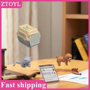 ZTOYL💝 2 4Pcs Realistic Mini Dog & Cat Cage With Door Miniature Dollhouse Pet House For Doll Accessories Mini Pets Habitat