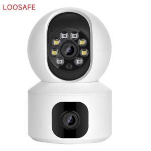 Camera an ninh gia đình Loosafe 1080p wifi màn hình theo dõi trẻ em camera an ninh PTZ ống kính kép 2MP - camera không dây trong nhà có chức năng liên lạc nội bộ hai chiều