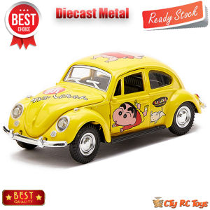 Diecast Miniatur Mainan Mobil Mobilan VW Beetle Besi Karakter Kartun Hello Kitty Doraemon One Piece Sinchan Mickey Mouse 3 Pintu Terbuka