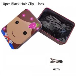 10pcs Black Small BB Barrettes Metal Snap Hair Clips Hair Accessories Tassel Clip Hair Tools (with box)