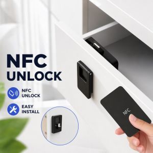 NFC Keyless Hidden Cabinet Lock Punch-Free Drawer Lock Baby Safety Multi-Unlock For Home Office