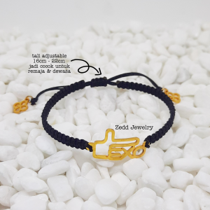 Gelang Tali EXO-L + Gelang Fandom Kpop + Untuk Semua Usia + EXO-02 + Warna Tahan Lama Anti Karat Aman Dikulit