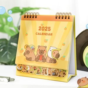 TINGTIAN Kalendar Panda Animal Calendar Standing Flip Planning Capybara Desk Calendar Portable Agenda 2025 Calendar Ornaments Itinerary Record